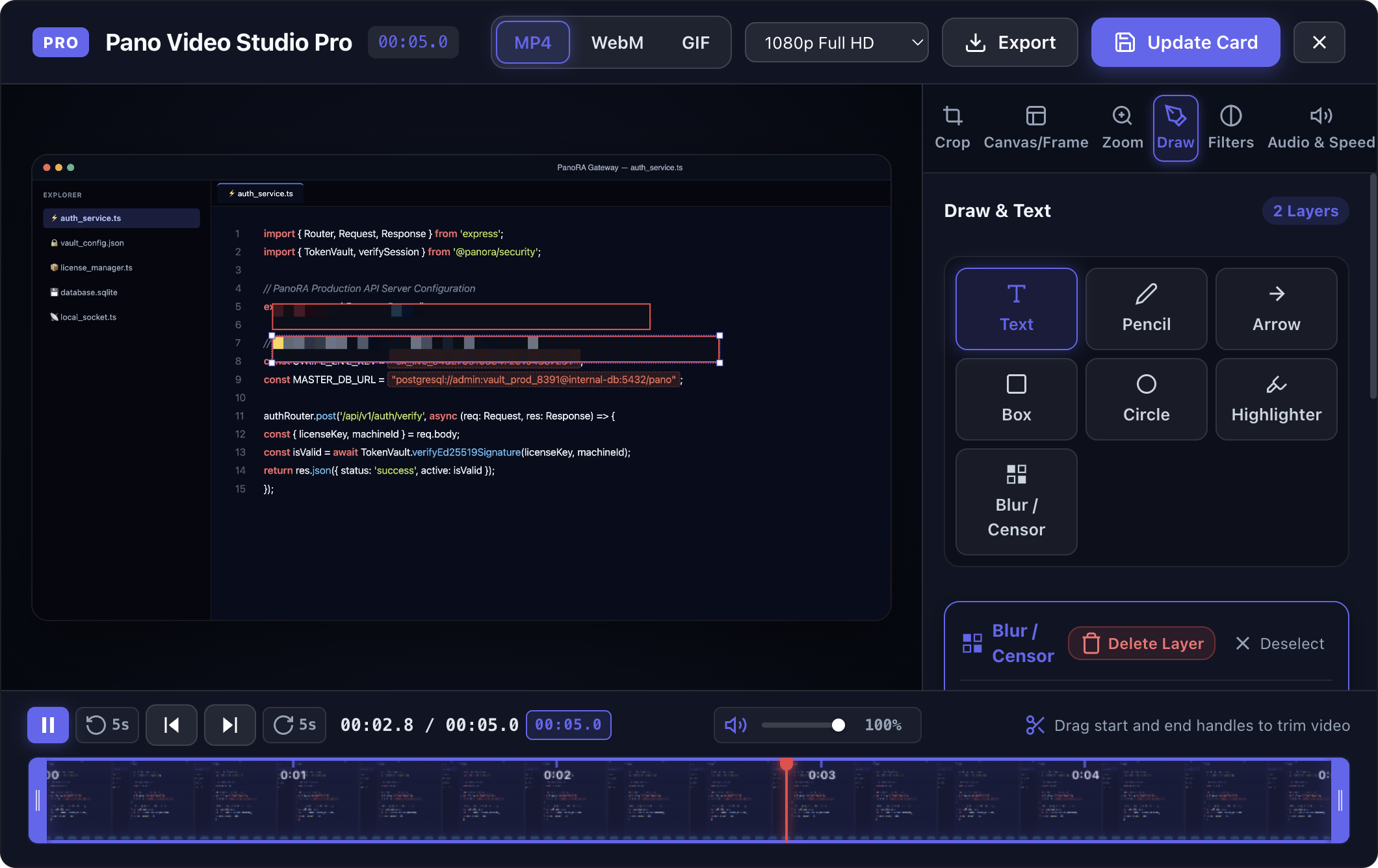 PanoRA Video Studio Screen